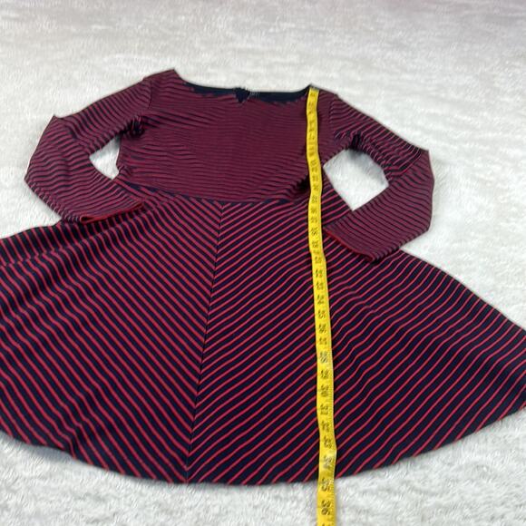 Gap maroon and navy striped long sleeved fit and flare dress, 6 - Picture 4 of 9